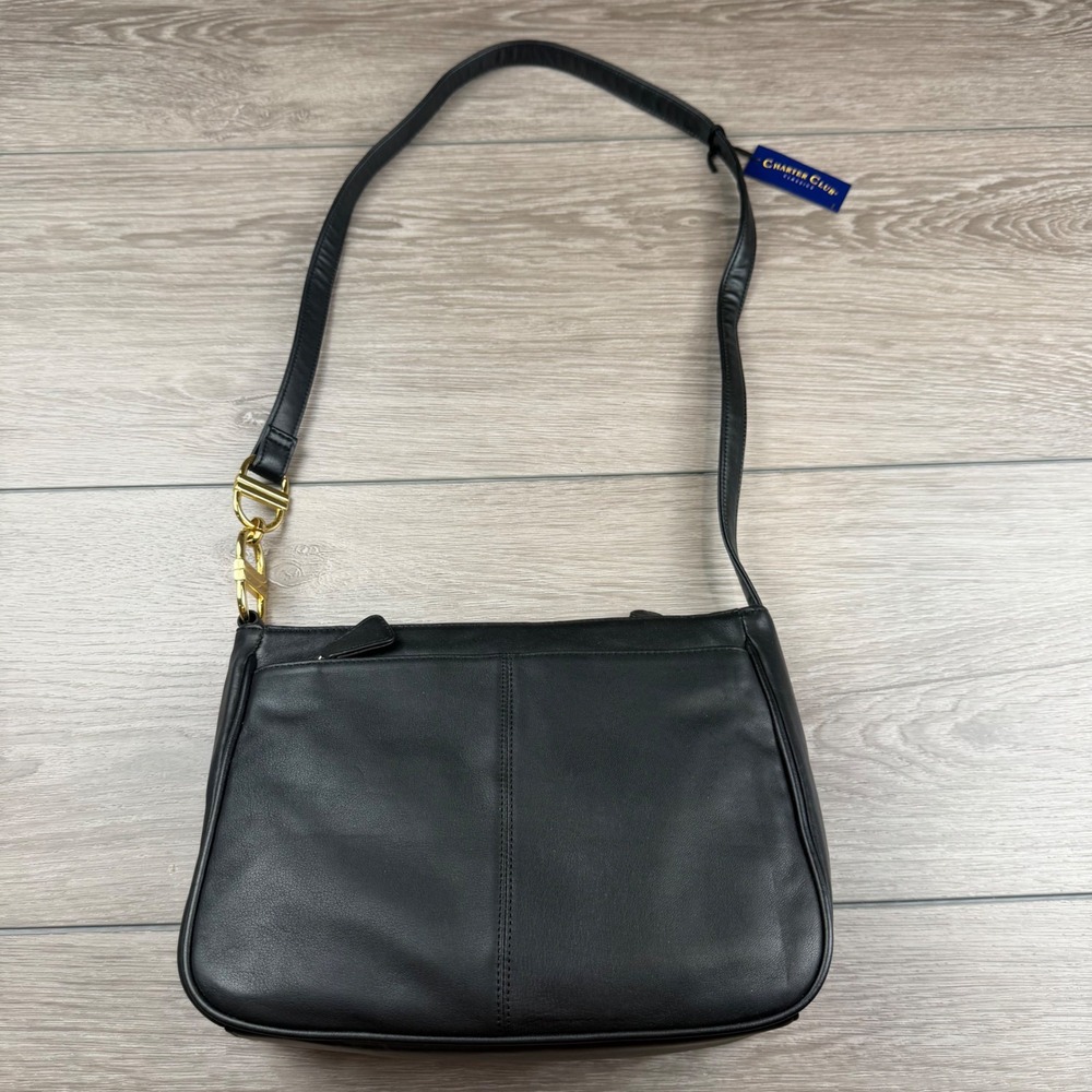 Charter Club Womens Shoulder Bag Classics Ring Side Black OS New
